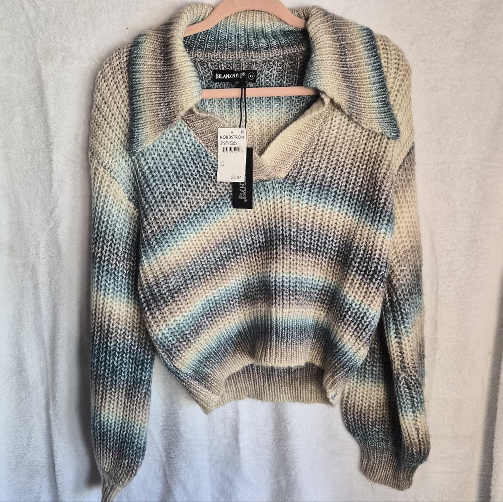 NWT BLANKNYC Women's Striped Sweater XS - Blue and Cream.
